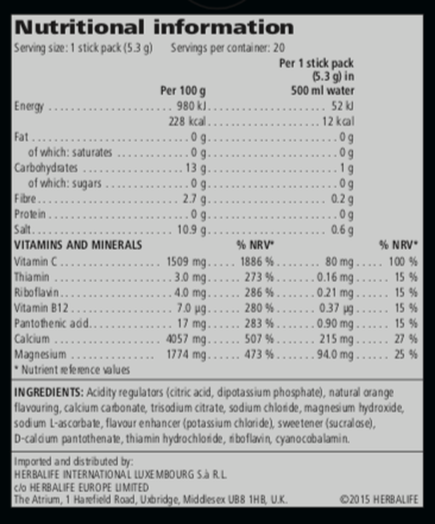 Sports HERBALIFE24 - Hydrate - Orange Electrolyte Drink (20 Sticks)