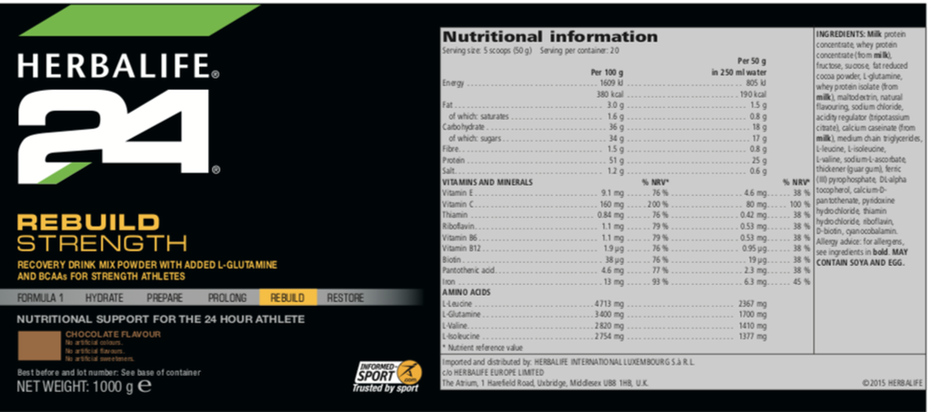 Sports HERBALIFE24 - Rebuild Strength - Chocolate (1000 g)